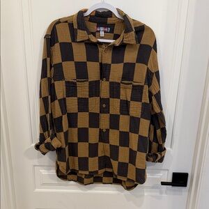Urban Outfitters Black and Brown Plaid Shirt